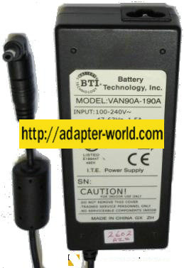 Battery Technology VAN90A-190A AC ADAPTER 18 - 20V 4.74A 90W Lap